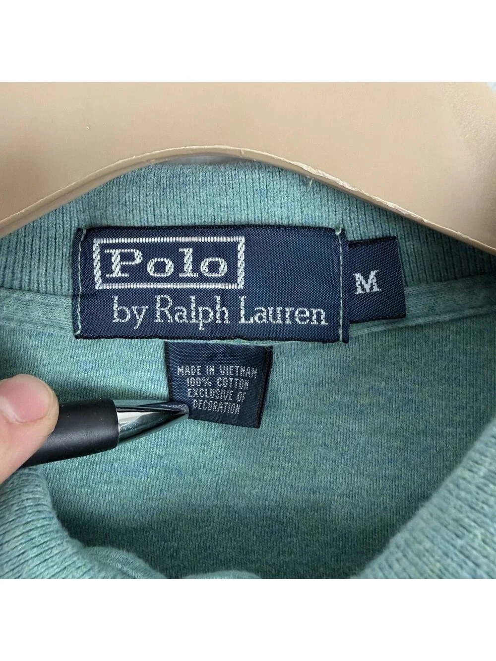 Polo Ralph Lauren Shirt Mens Medium Green Heather Short Sleeve Purple Pony